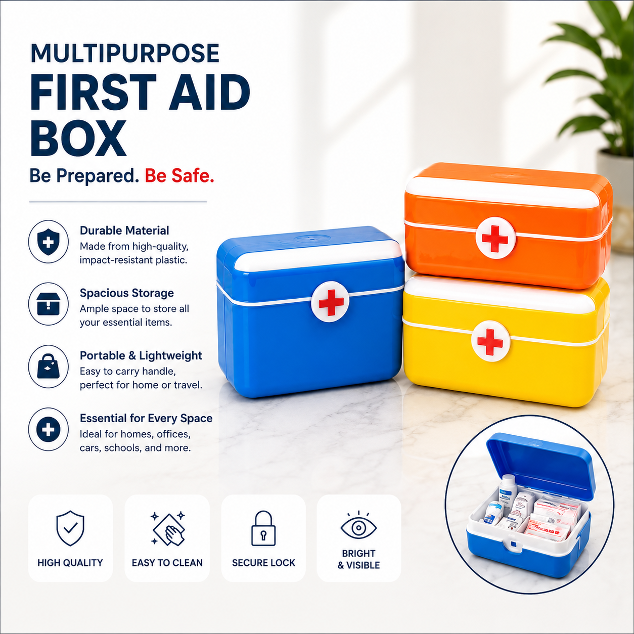 Multipurpose First Aid Box – Portable Medicine Storage Organizer