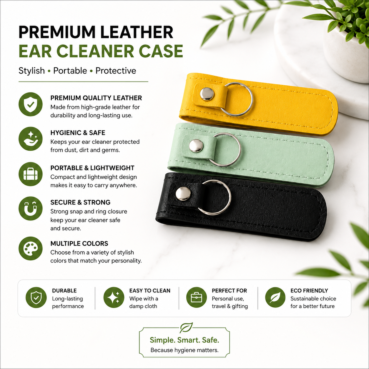 Premium Leather Ear Cleaner Storage Case – Portable Protective Keychain Holder