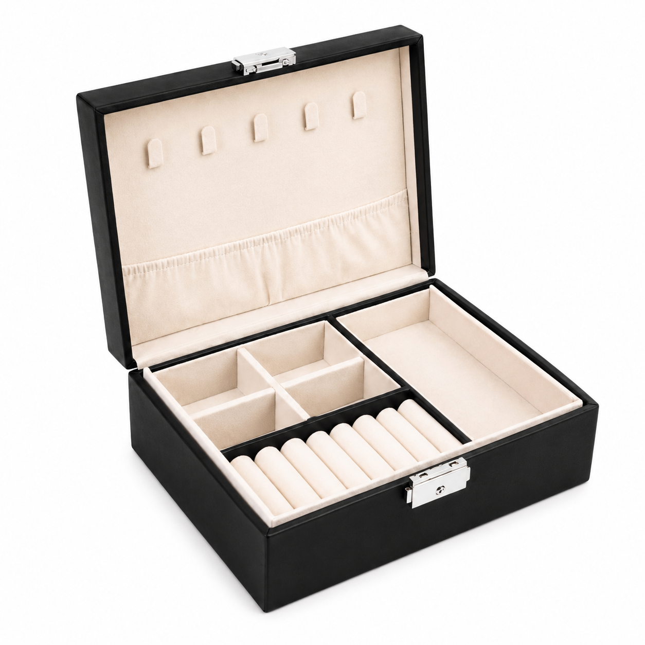 Premium Leather Storage Box – Secure Lock Organizer for Jewelry & Valuables
