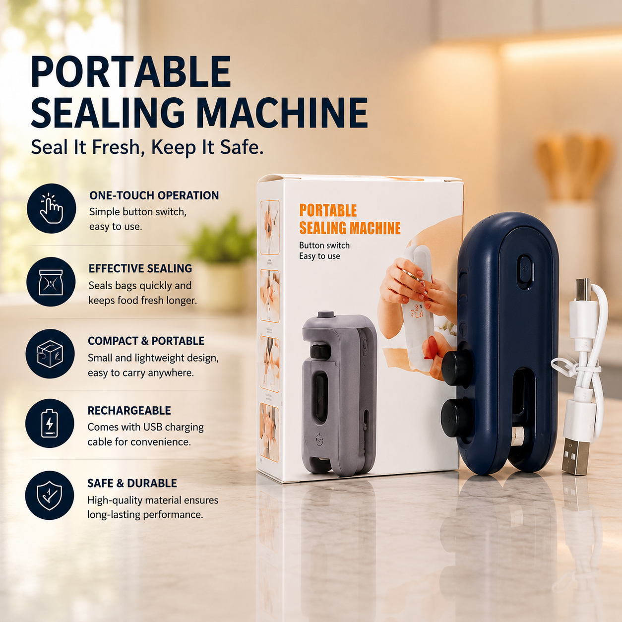 Portable Mini Sealer Machine – Keep Your Snacks Fresh Anytime, Anywhere