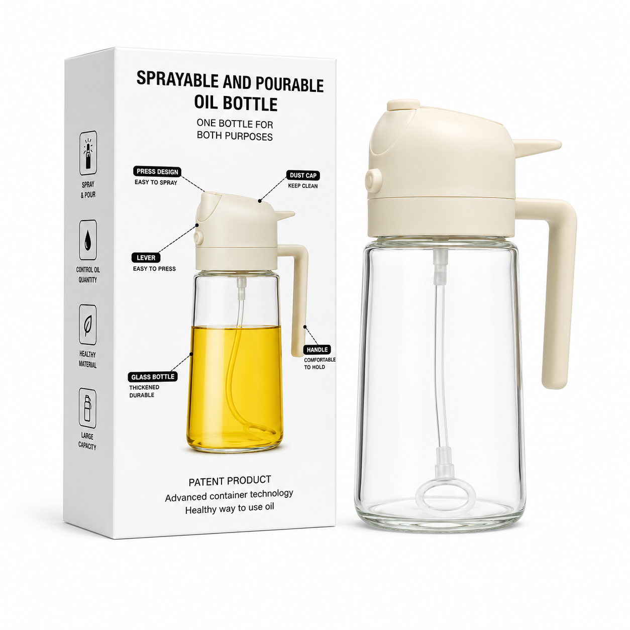 2-in-1 Oil Spray Bottle – Premium Kitchen Oil Dispenser & Spray Bottle