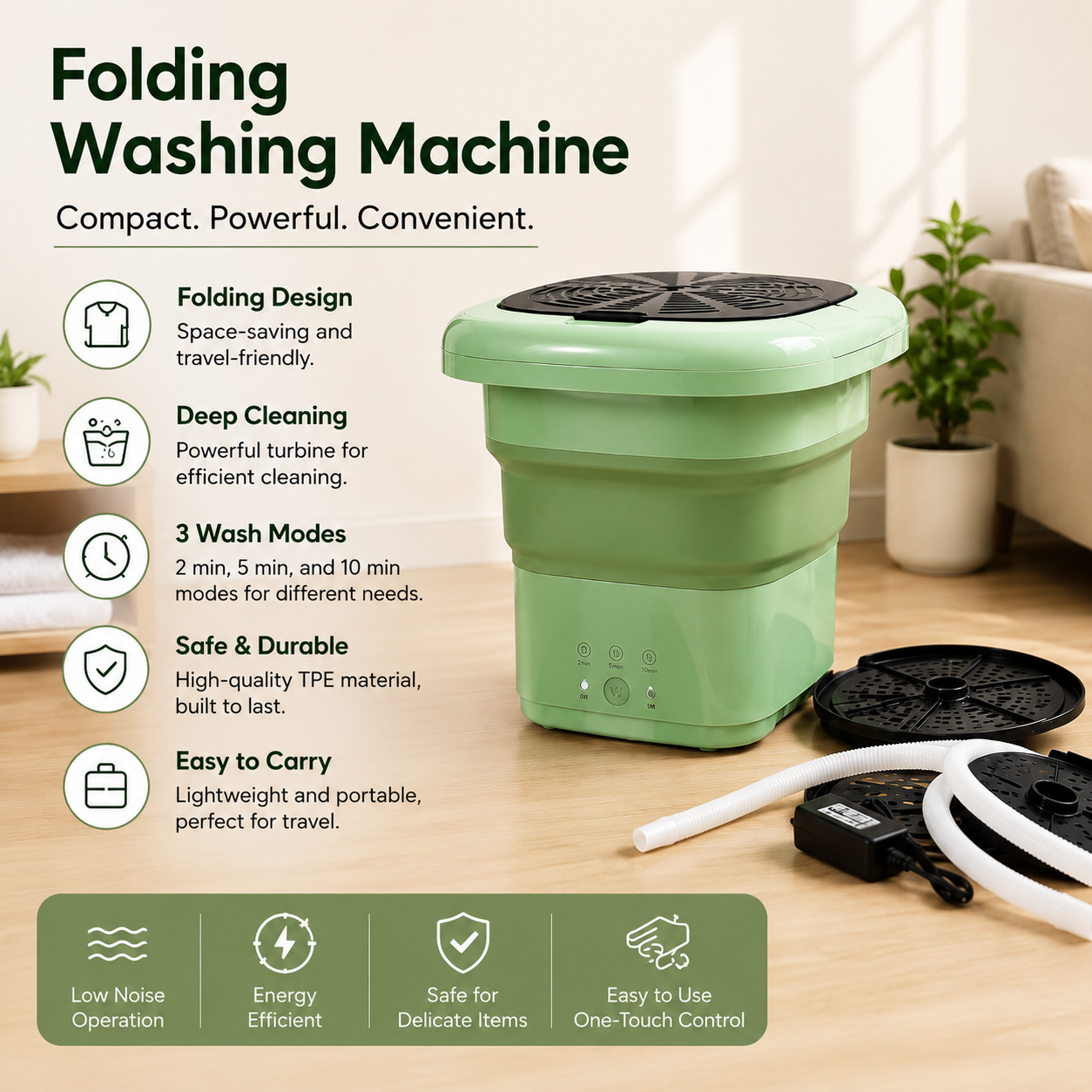 Portable Washing Machine – Compact Mini Washer for Travel, Apartments & Daily Use
