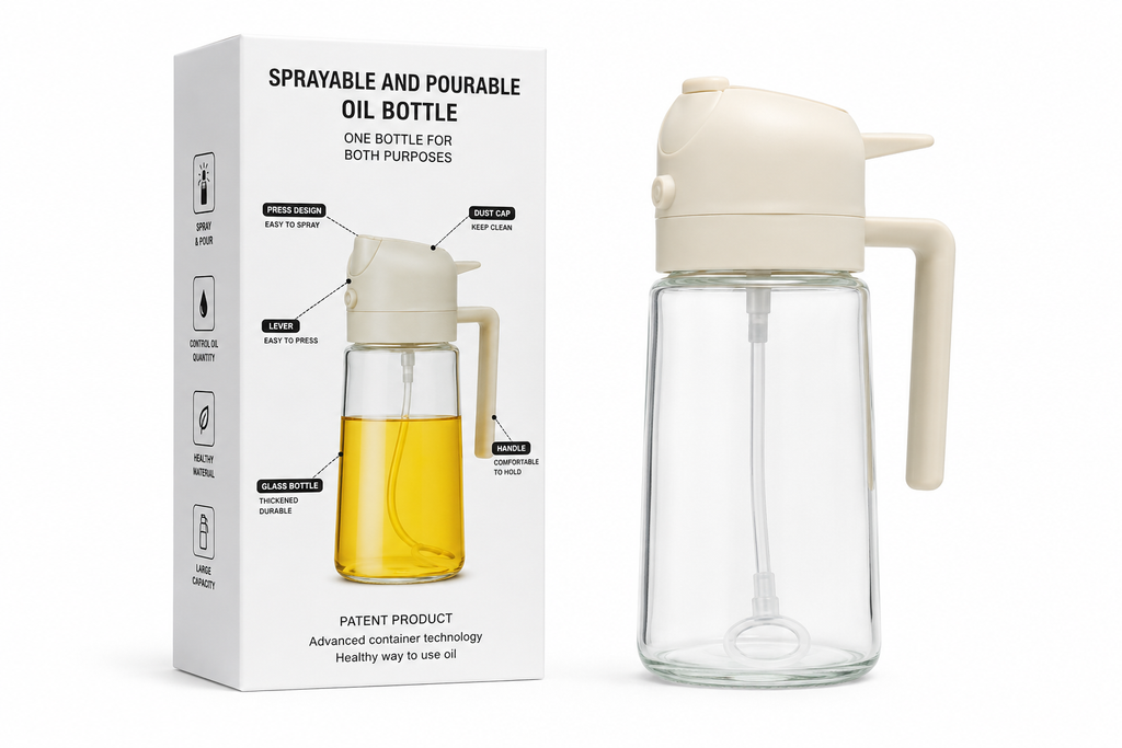 2-in-1 Oil Spray Bottle – Premium Kitchen Oil Dispenser & Spray Bottle
