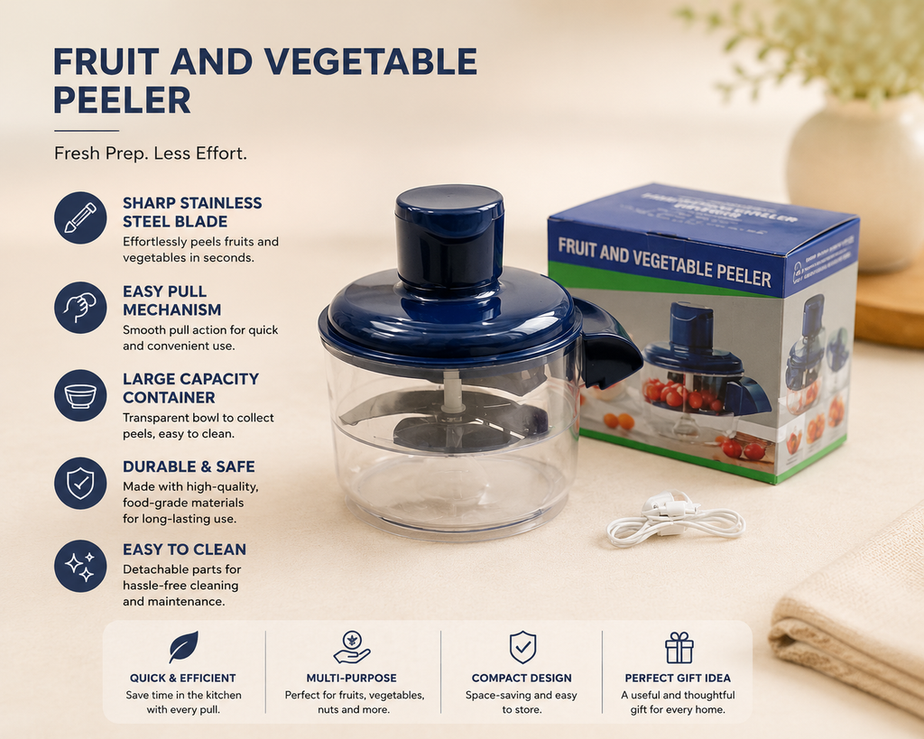 Rechargeable Electric Peeler – Fast & Effortless Fruit & Vegetable Peeling Tool