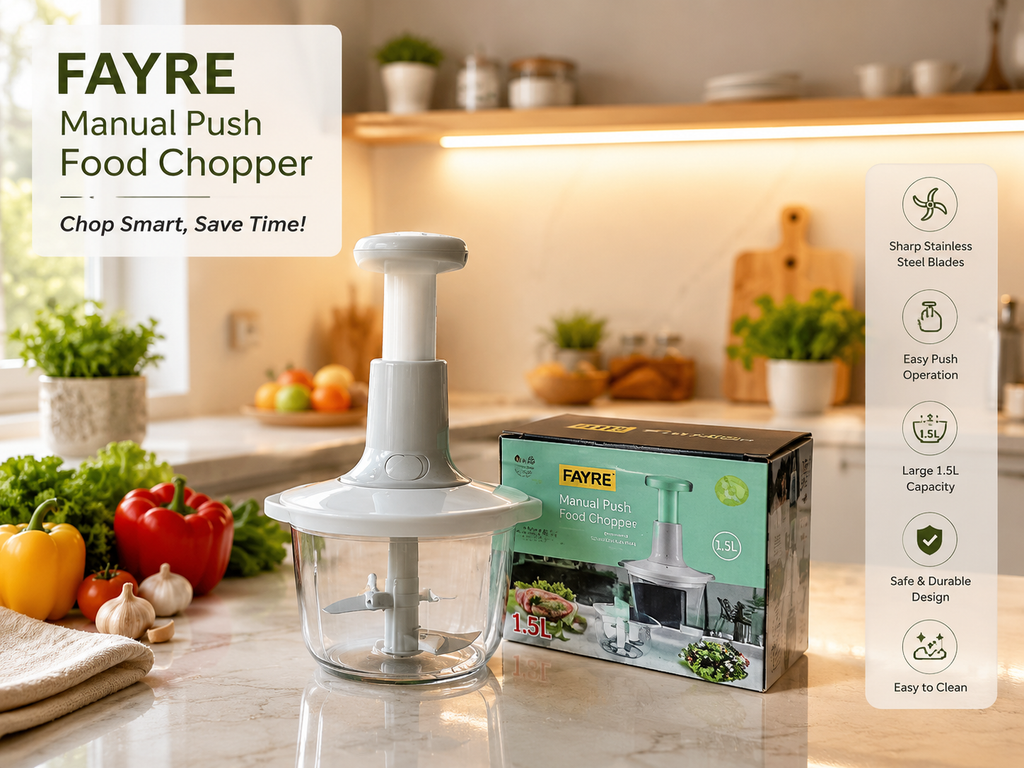 Push Hand Chopper – Manual Vegetable & Fruit Cutter for Fast Kitchen Prep