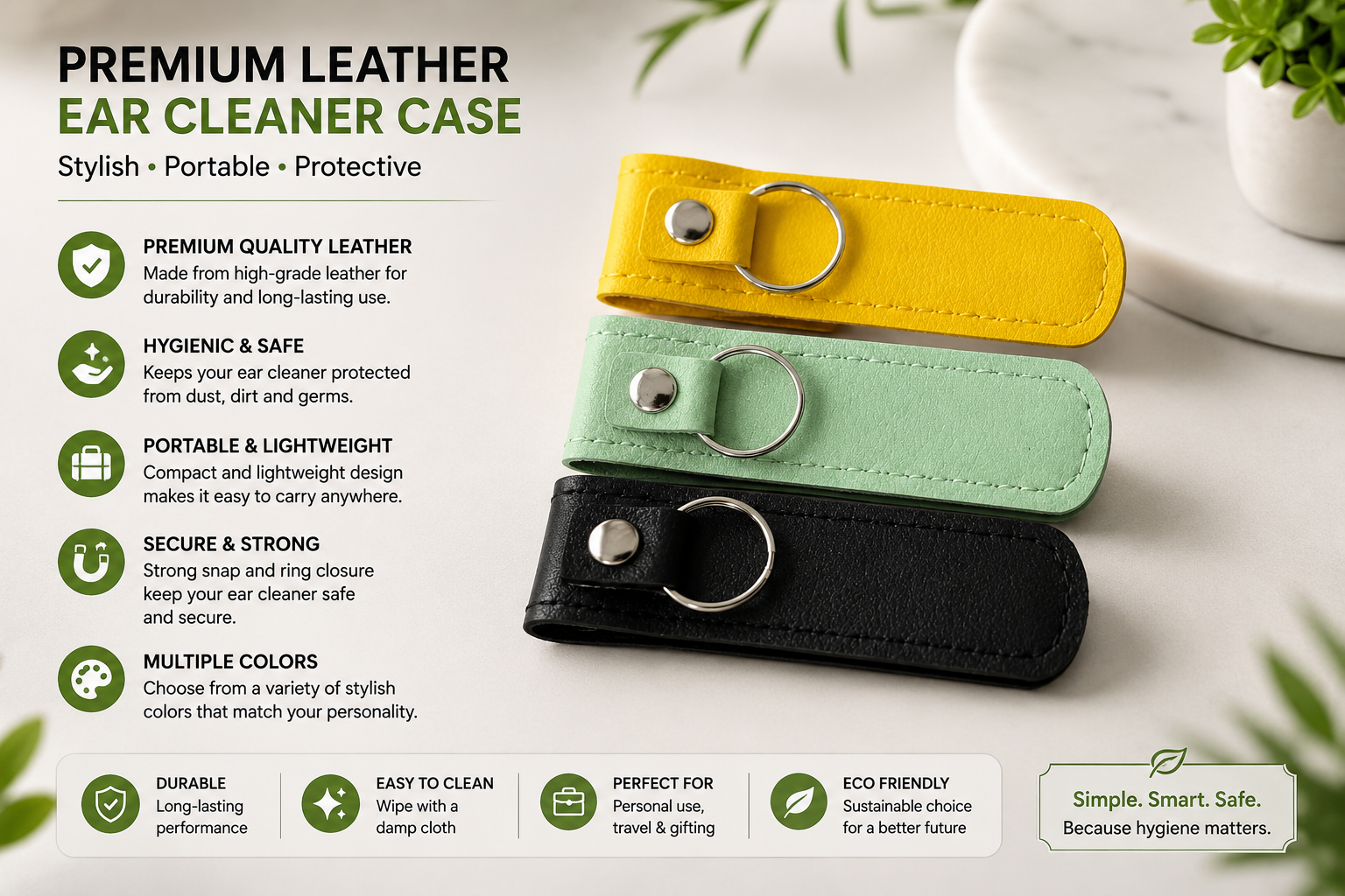 Premium Leather Ear Cleaner Storage Case – Portable Protective Keychain Holder
