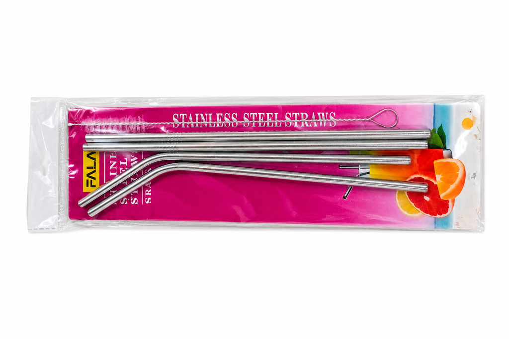 Premium Stainless Steel Reusable Drinking Straws Set with Cleaning Brush | Eco-Friendly Metal Straw