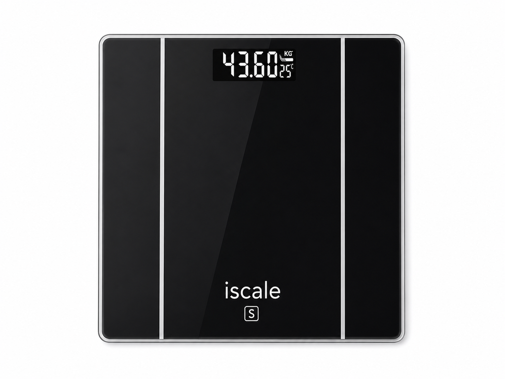 iScale Electronic Bathroom Scale – Digital LED Weight Machine | High Accuracy | 180kg Capacity | Tempered Glass Body