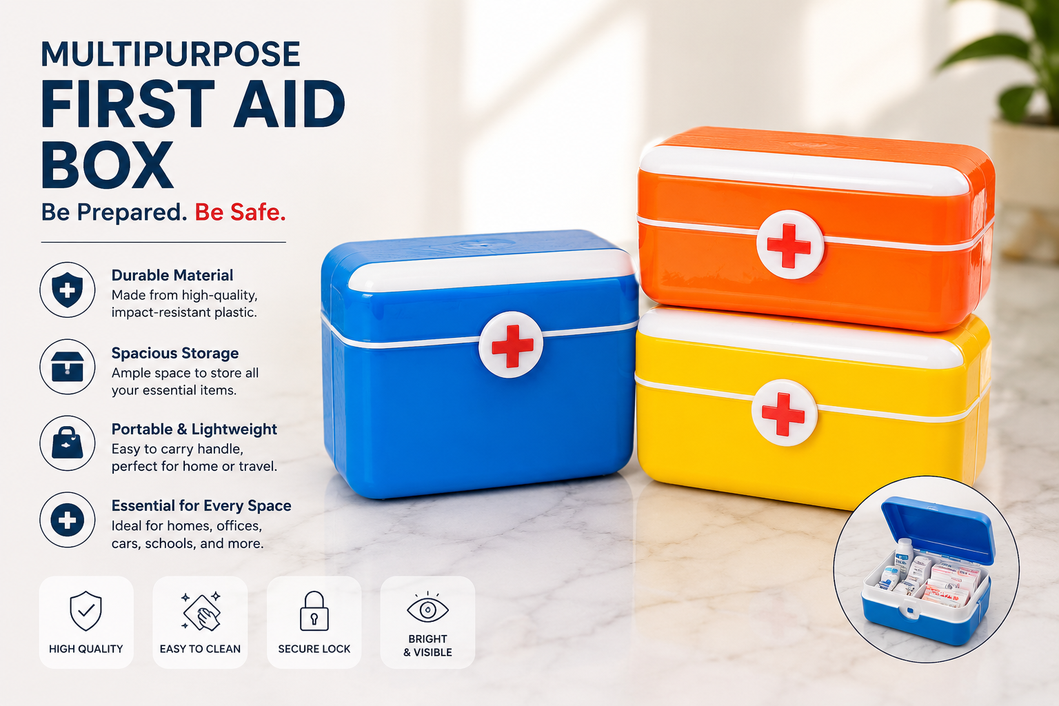 Multipurpose First Aid Box – Portable Medicine Storage Organizer