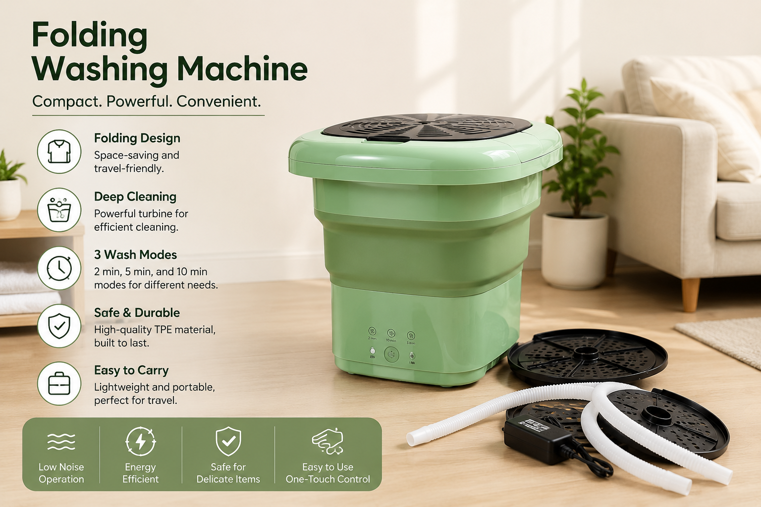 Portable Washing Machine – Compact Mini Washer for Travel, Apartments & Daily Use
