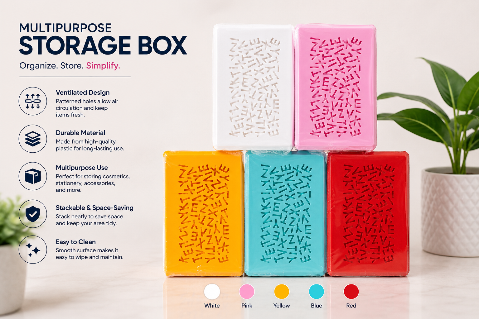 Multipurpose Ventilated Storage Box – Stackable Organizer for Home & Office