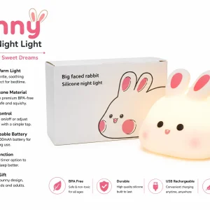 Bunny Silicone Night Light – USB Rechargeable Soft LED Lamp