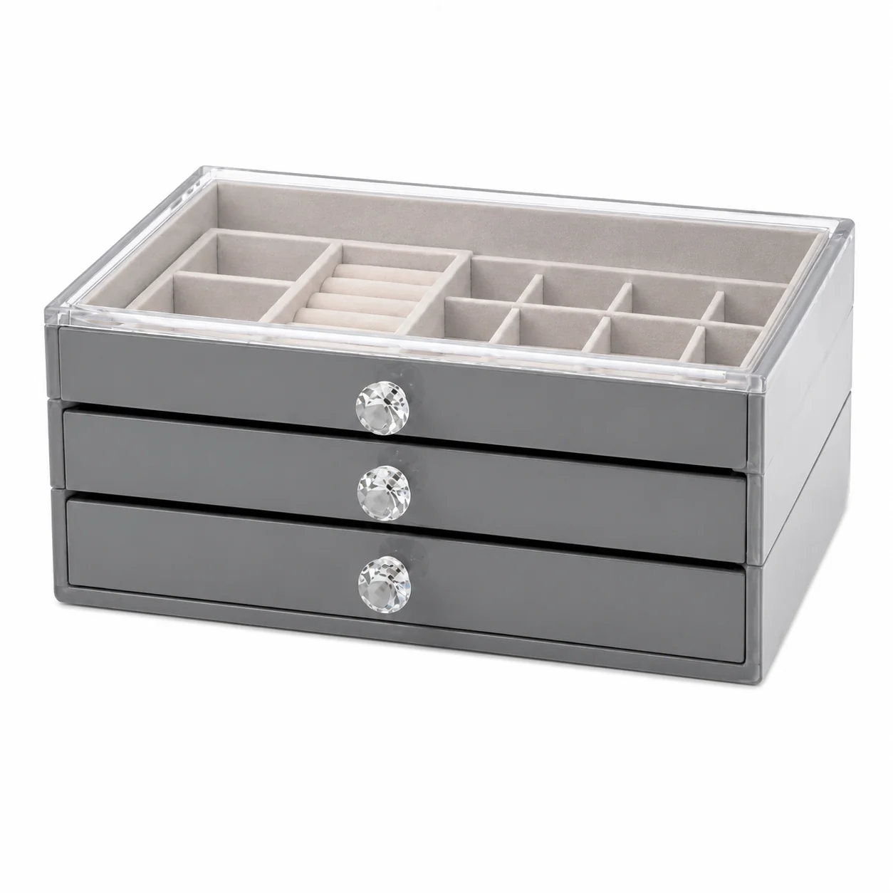 Jewelry Storage Box – 3 Drawer Acrylic Jewelry Organizer with Transparent Lid