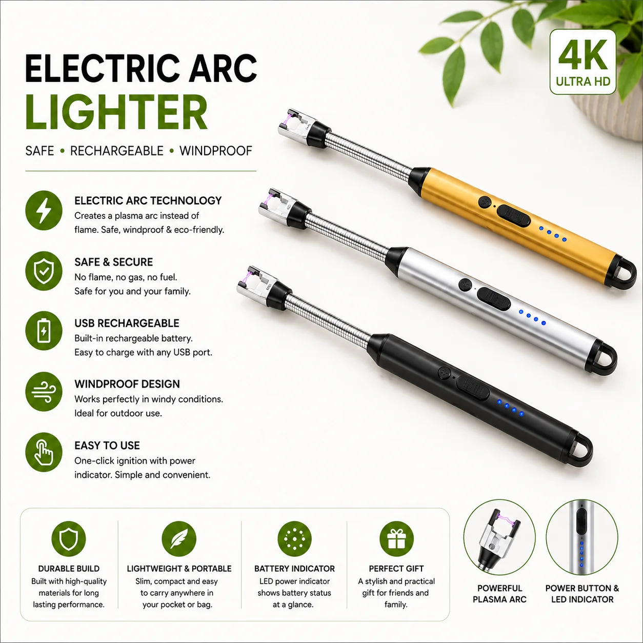 USB Rechargeable Electric Arc Lighter