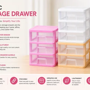 Plastic Storage Drawer Organizer – Space Saving Stackable Storage Box